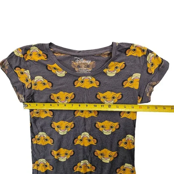Disney Womens Size S Gray Graphic Tee Lion King Simba Face T-Shirt Casualwear - Picture 9 of 9